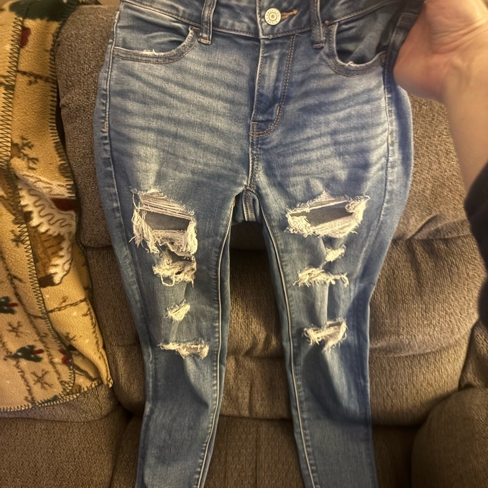 American Eagle Outfitters Ripped Light Blue Skinny Jeans‎